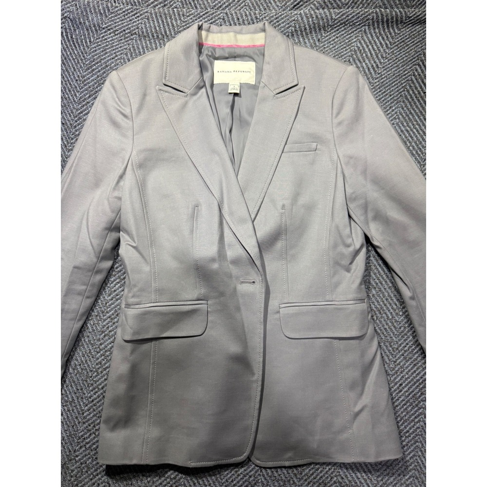Banana Republic Gray Cotton Blend Womens Blazer Jacket Office Career Sz 4